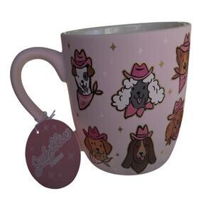 NEW! Jubillie Press Pink Cowboy Dogs Mug with Hats and Bandanas!
